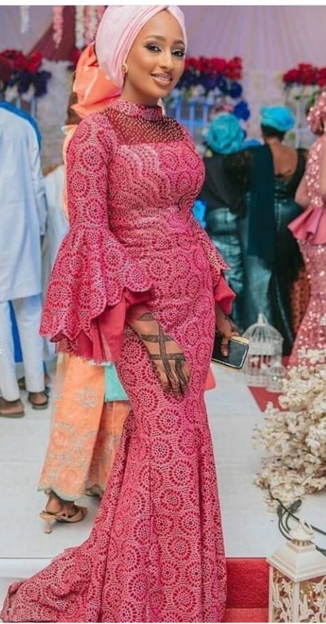 Hausa Styles For Women, Hausa Styles, Iro And Buba Styles Lace, Latest Gown Styles, African Print Long Dress, Nigerian Lace Dress, Nigeria Fashion, African Traditional Wedding Dress, African Dresses For Kids