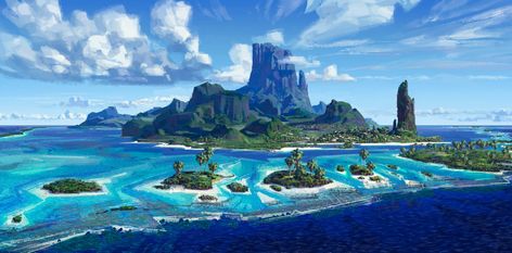 INTERVIEW: "Moana" art director Ian Gooding on designing the lush Pacific Island environments for Disney's new film | Inside the Magic Moana Island, Island Wallpaper, Fantasy Island, Walt Disney Animation Studios, Island Art, Game Background, Artwork Images, Fantasy Art Landscapes, Environment Concept Art