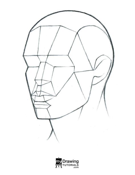 Cube Head Drawing, Face Structure Drawing, Drawing Body Proportions, Planes Of The Face, Drawing The Human Head, Male Figure Drawing, Face Outline, Human Body Drawing, Anatomy Sculpture