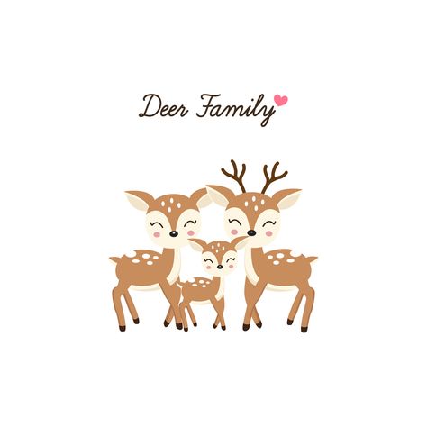 Deer Family Drawing, Mother Father And Baby, Dad Drawing, Baby Vector, Cartoon Deer, Deer Cartoon, Deer Drawing, Baby Animal Drawings, Animal Family