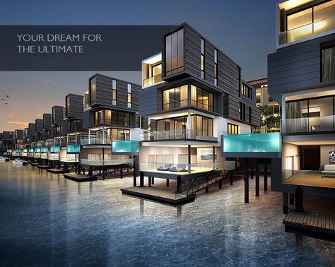 PENANG | The Light Waterfront Development News - Page 7 - SkyscraperCity Waterfront Modern Homes, Urban Waterfront Design, Waterfront Townhouse, Waterfront Hotel Architecture, Lakefront Development Architecture, Guard House, Floating House, Urban Design, Villa