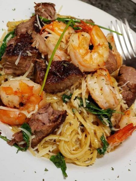 Steak And Shrimp Pasta, Shrimp With Asparagus, Roasted Asparagus Recipe, Grandma Pie, Steak Shrimp, Shrimp Spaghetti, Asparagus Recipes Roasted, Steak And Shrimp, Asparagus Pasta