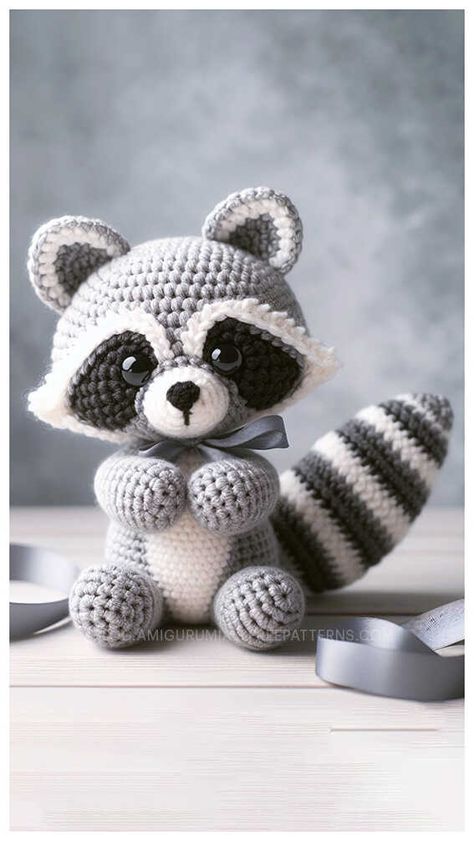 Amigurumi Raccoon Crochet Free Pattern Raccoon Pattern Crochet, Crochet Racoon Amigurumi Free Pattern, Racoon Crochet Pattern Free, Crochet Racoon Pattern Free, Crochet Chipmunk, Racoon Crochet, Crochet Racoon, Crochet Woodland Animals, Amigurumi Raccoon