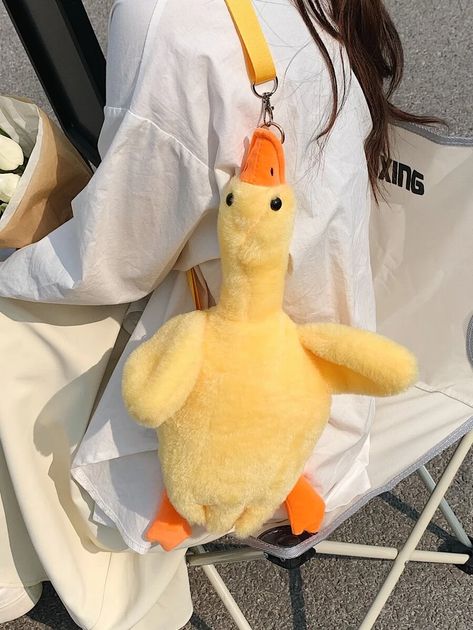 Mini Cartoon, Duck Bag, Kawaii Bag, Animal Bag, Plush Bags, Plush Backpack, Novelty Bags, Yellow Duck, Cute Stuffed Animals