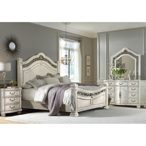 Rosdorf Park Vollmer Standard 4 Piece Bedroom Set & Reviews | Wayfair Idea Bilik Tidur, Reka Bentuk Bilik Tidur, 5 Piece Bedroom Set, Hiasan Bilik Tidur, French Country Bedrooms, Ikea Bedroom, Cama King, King Bedroom Sets, Bedroom Sets Queen