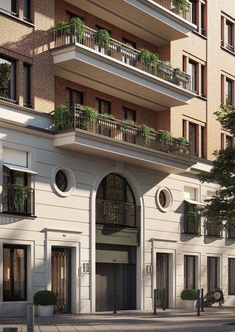 Luxury Apartments Exterior, Modern Classical Architecture, Classic Facade, Classical Building, Apartments Exterior, Exterior Facade, Apartment Exterior, Facade Architecture Design, Classic House Exterior