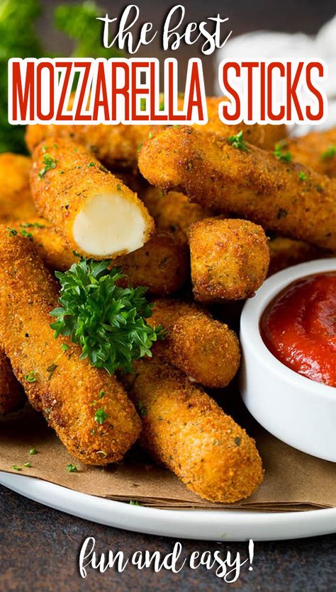 Fried Cheese Sticks, Garden Salad Recipe, Cheese Sticks Recipe, Homemade Mozzarella Sticks, Mozzarella Sticks Recipe, Dip Sauce, Classic Appetizers, Mozzarella Sticks, Cheese Sticks