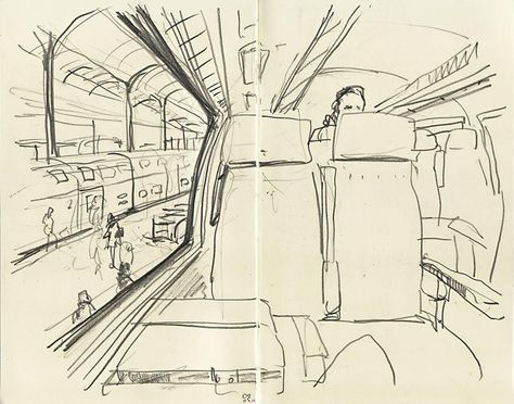 Train Ink Drawing, Inside Of A Train Drawing, Train Reference Drawing, Train Interior Drawing, Inside Train Reference, Inside Of Train Drawing, Inside Train Illustration, Inside Train Drawing, Train Illustration Drawing