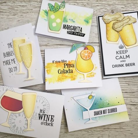 Colada Drinks, Tim Holtz Sizzix Dies, Sizzix Cards, Tim Holtz Dies, Tim Holtz Cards, Coffee Cards, Cardmaking Ideas, Always Happy, Wine Theme