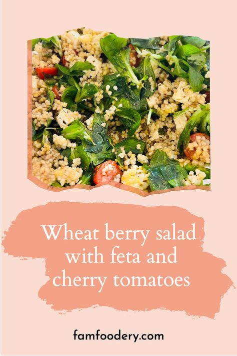 Get the easy recipe for wheat berry salad with feta and cherry tomatoes, a delicious meal that can be served for lunch or dinner. Salad With Feta Cheese, Wheat Berry Salad, Great Salad Recipes, Wheat Berry, Cherry Tomato Salad, Feta Cheese Salad, Salad With Feta, Berry Salad, Wheat Berries