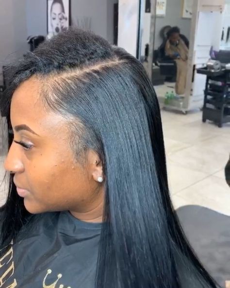 Basic Quick Weave, Straight Hair Sew In With Leave Out, Weavon Fixing Hairstyles Nigerian, Bond In Weave Hairstyles, Straight Weave Hairstyles Sew Ins, Traditional Sew In Weave, Long Hair Quick Weave, Quick Weave Straight Hair, Shoulder Length Quick Weave Hairstyles