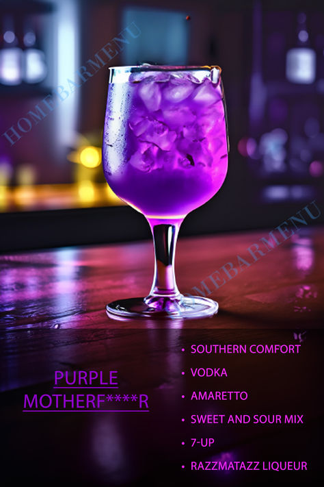 New Years Drinks Cocktails, Extravagant Cocktails, New Years Drinks, Cocktail Recipes At Home, Purple Drink, Fruity Alcohol Drinks, Bartender Drinks Recipes, Mocktail Drinks, Purple Drinks