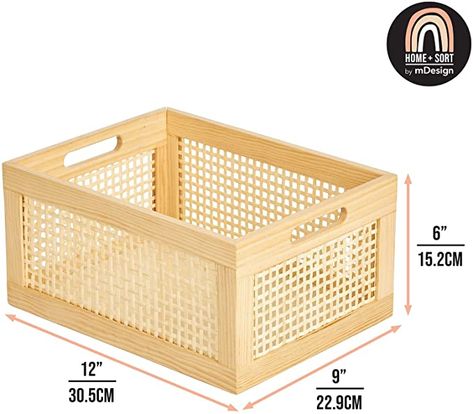 Amazon.com: mDesign Small Decorative Wooden Crate Storage Box, Rustic Pine Wood Organizer Bin Basket w/Built-In Handles for Kitchen Pantry, Cupboard, Cabinet, Counter, Home Sort Collection, 6 Pack, Natural Pine: Home & Kitchen Vintage Wooden Crates, Pantry Furniture, Wood Organizer, Under Kitchen Sink Organization, Closet Storage Bins, Pantry Bin, Cube Storage Bins, Countertop Organization, Closet Decor