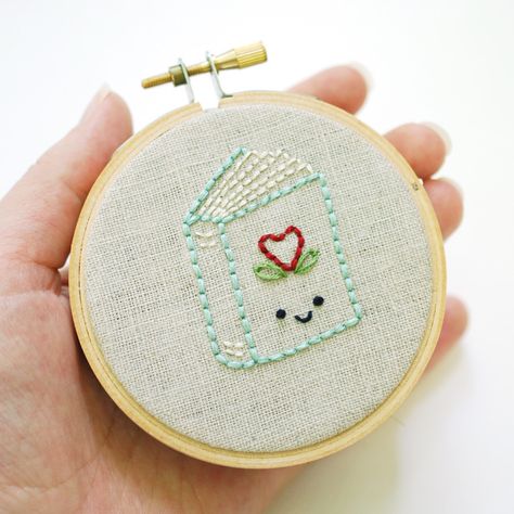 Wild Olive: Little Book Embroidery Pattern Book Embroidery Pattern, Book Embroidery, Small Embroidery, Embroidery Transfers, Embroidery Patterns Vintage, Embroidery Patterns Free, Embroidery Hoop Art, Embroidery Craft, Vintage Embroidery