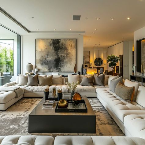 Bold artwork and decorative items make this living room a showcase of contemporary American style American Living Room Design, American Living Room, La House, Inspiration Pics, Bold Artwork, Living Room Design Inspiration, American Living, Design Room, Home Design Living Room