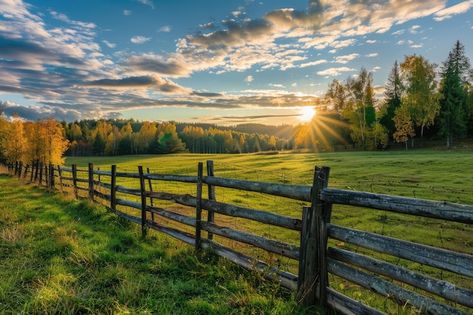 Farm Images - Free Download on Freepik Farm Images, Golden Sunset, Free Business Card Mockup, Wooden Fence, Rural Landscape, Business Card Maker, Flyer Maker, Poster Maker, Video Background