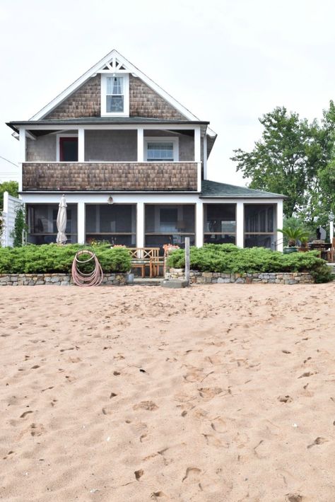 Beach House Tour and Retro Kitchen - Nesting With Grace Old Beach House Exterior, Old Beach House, Tiny Guest House, Retro Beach House, Colonial Beach, Beach House Tour, Nesting With Grace, Eclectic Cottage, Storybook Homes