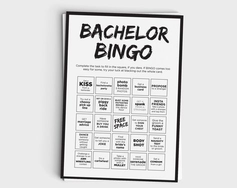 Fun Bachelor Party Bingo Scavenger Hunt Game - Instant Download - 5x7 Printable - Black & White Design Bachelor Party Games Activities, Bachelor Games, Bachelor Party Themes, Bachelor Party Games, Party Dares, Bachelor Party Decorations, Games For Men, Special Drinks, Scavenger Hunt Games