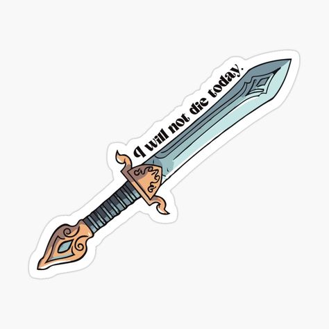 Get my art printed on awesome products. Support me at Redbubble #RBandME: https://www.redbubble.com/i/sticker/Violet-s-Dagger-I-Will-Not-Die-Today-Fourth-Wing-by-theglowlystudio/153696976.EJUG5?asc=u I Will Not Die Today Fourth Wing, Fourth Wing Tattoo Ideas, Fourth Wing Stickers, Fourth Wing Tattoo, Wing Sticker, Wings Quotes, Fantasy Dagger, Bookish Tattoos, Rebecca Yarros