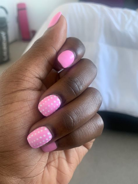 Pink Polka Dot Nails, Dot Nails, Gel Manicures, Polka Dot Nails, Dots Nails, Girls Nails, Gel Manicure, Pink Polka Dots, Natural Nails