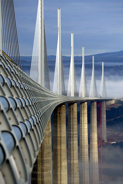 Tallest Bridge in the World - Millau Viaduct, France | Incredible Pictures France Bridge, Scary Bridges, Bridge Over Troubled Water, Old Bridge, A Bridge, Beautiful Architecture, France Travel, The Bridge, Amazing Architecture