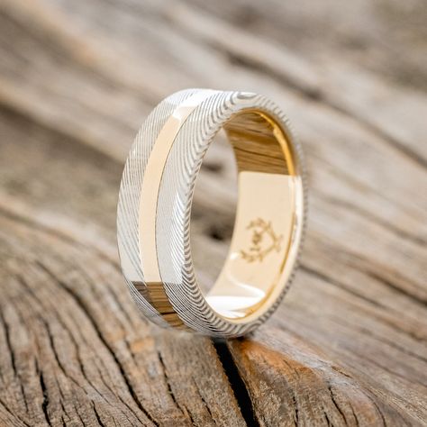 Product Details Ring Style: "Nirvana" is a custom, handcrafted men's wedding ring featuring a 14K gold inlay,... Inlay Wedding Band, Staghead Designs, Men's Wedding Ring, Ceramic Rings, Detailed Ring, Ring Pictures, Handcrafted Rings, Engagement Rings For Men, Gold Wedding Band