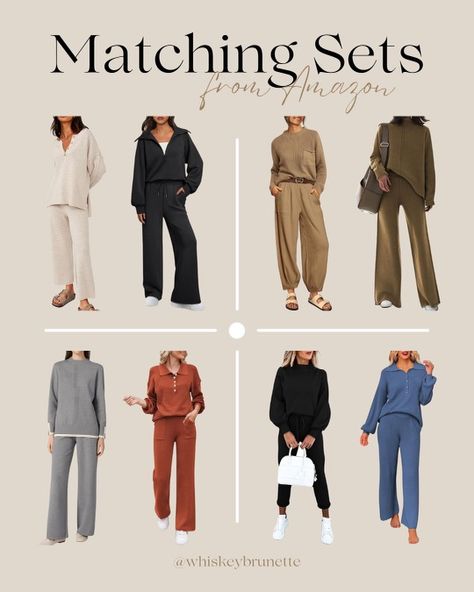 The best matching sets from Amazon! Amazon matching sets | Lounge Sets | loungewear | Amazon set | Sweater set Airport Outfit Matching Set, Matching Set Outfit Fall, 2 Piece Travel Outfit, Travel Set Outfit, Classy Loungewear Outfit, Loungewear Outfits Winter, Airport Outfit Comfy, Classy Loungewear, Matching Set Outfit