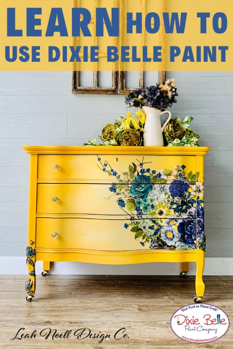 Yellow Chalk Paint, Yellow Dresser, Yellow Furniture, Dixie Belle Paint Company, Paint Companies, Furniture Rehab, Dixie Belle Paint, Chalk Paint Furniture, Hand Painted Furniture