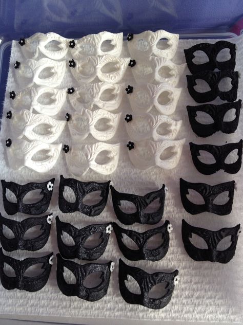 Black and white masquerade theme Masquerade Quinceanera Ideas, Black And White Masquerade, Sweet Sixteen Party Themes, White Masquerade, White Party Decorations, Sweet 16 Themes, Black White Parties, Masquerade Theme, Dance Decorations