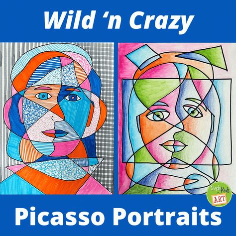 Wild ‘n Crazy Picasso Portraits – 2 Ways Picasso Craft For Preschool, Picasso Self Portrait For Kids, Picasso Faces For Kids, Picasso Portraits For Kids, Picasso Art For Kids, Picasso Art Projects For Kids, Picasso Kids, Picasso Self Portrait, Preschool January