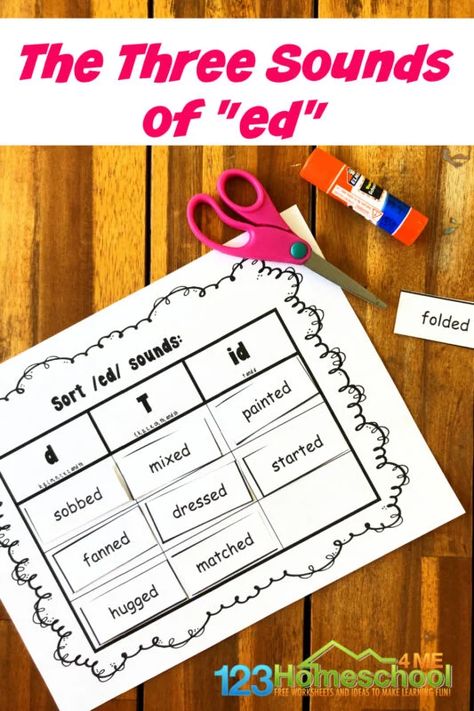 Ed Ending Worksheets, Ed Endings Anchor Chart, Ed Worksheets, 3 Sounds Of Ed, Sounds Of Ed, Advanced Phonics, Consonant Blends Activities, Ed Endings, Teaching Digraphs