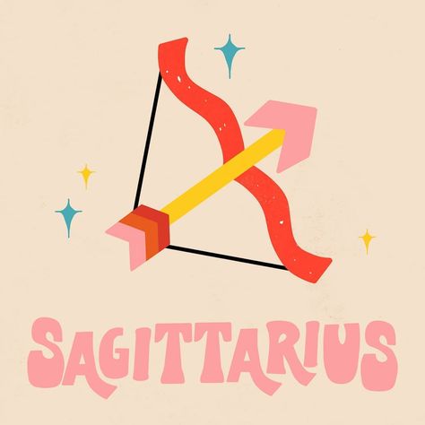 Made by Ellesse | Illustration on Instagram: “#Sagittarius ✨” Sagittarius Cartoon, Sagittarius Icon, Sagittarius Illustration, Uni Room Decor, Sagittarius Design, Zodiac Decor, Graphic Star, Sagittarius Symbol, Horoscope Art