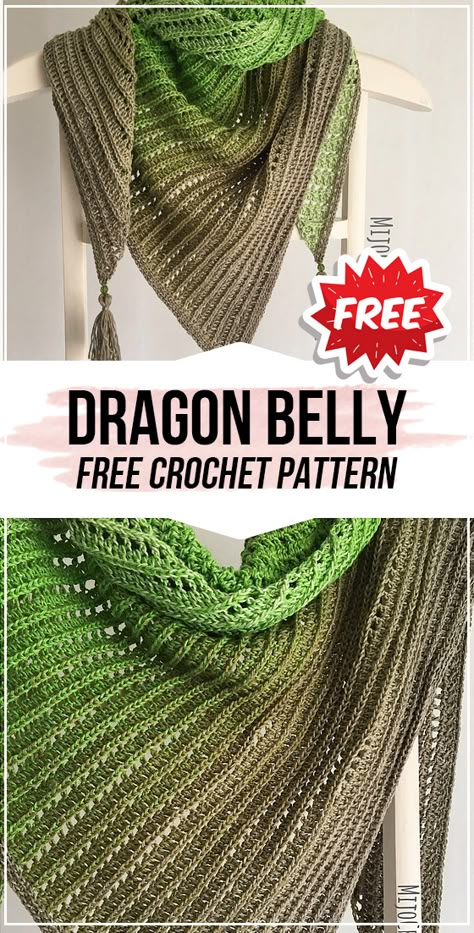 crochet Dragon Belly free pattern - easy crochet shawlwrap pattern for beginners Crochet Shawl Patterns, Crochet Wraps, Crochet Shawl Pattern, Crochet Scarf Pattern Free, Crochet Shawl Pattern Free, Crochet Scarfs, Crochet Dragon, Scarf Patterns, Crochet Shawls And Wraps