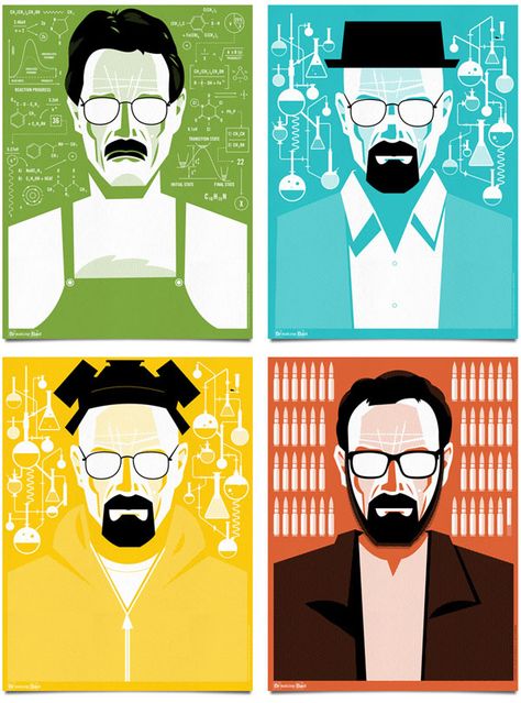 Breaking Bad Poster Illustrations by Mattson Creative #breakingbad Breaking Bad Tv Series, Breaking Bad 3, Breaking Bad Poster, Breaking Bad Art, Breaking Bad Movie, Bad Art, Walter White, Better Call Saul, Breaking Bad