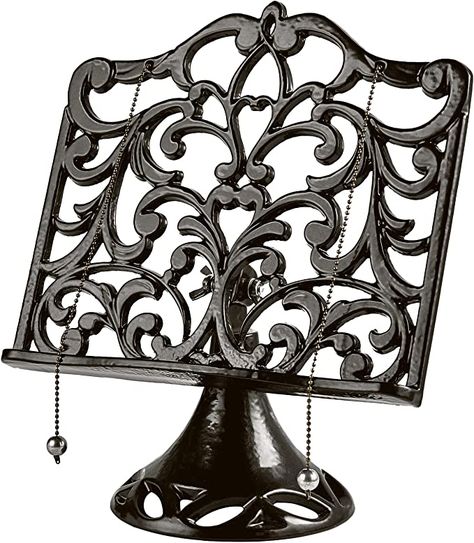 Amazon.com: Cast Iron Cookbook Stand, Adjustable Decorative Metal Cookbook Recipe Holder for Cookbooks or iPad Stands for Kitchen, Coffee Gold : Home & Kitchen