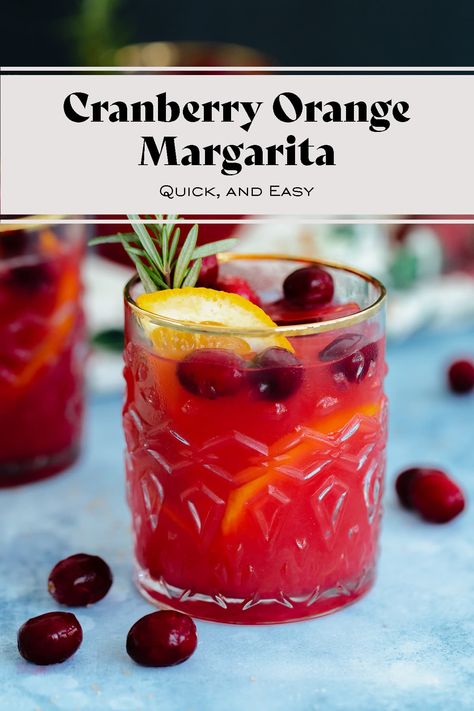 Cranberry Orange Margarita - delicious, easy to make holiday cocktail. Perfect for Thanksgiving and Christmas. A great recipe when you don't know what to do with leftover cranberry sauce. #christmascocktails #cocktails #cranberrysauce Cranberry And Orange Juice Cocktails, Cranberry Cocktails Thanksgiving, Cranberry Orange Cocktail, Cranberry Orange Margarita, Orange Margarita Recipe, Cranberry Cocktail Recipe, Orange Juice Cocktails, Beautiful Drinks, Orange Margarita