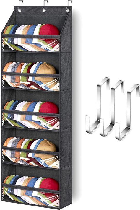 Each shelves size is 16" L x 7" D x 9.8" H, over door baseball hat organizer can hold about 12 Hats, overall size: 51.5" H x 16" W, total can store at least 60 hats, our hat holder can effortlessly hold multiple flat & curved brimmed hats in its deep 7" pockets, such as adjustable baseball cap, fitted cap, truck driver cap, wool cap, sun hat, beanie, golf cap, no more clutter with caps or hats.
This post has an affiliate link. We may receive a commission to no additional cost to you. Thank you. Baseball Hat Storage, Organize Baseball Hats, Cap Rack, Hat Organizer, Organizer For Closet, Cap Organizer, Hat Racks, Cap Display, Hanging Hats