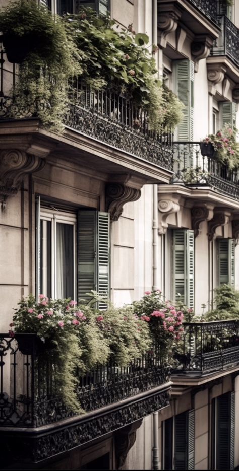 Europe Balcony Aesthetic, European Balcony Aesthetic, French Windows Exterior, Paris Balcony Aesthetic, Parisian Apartment Exterior, Farmhouse Bedroom Accent Wall, Parisian Exterior, Balcony Design Architecture, French Balcony Ideas