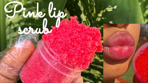 Lip Brightener Scrub, How To Make Pink Lips Scrub, How To Make Lip Scrub At Home, How To Have Pink Lips, Pink Lips Scrub, Pink Lip Scrub, Pink Lips Cream, Get Pink Lips, Diy Lip Scrub