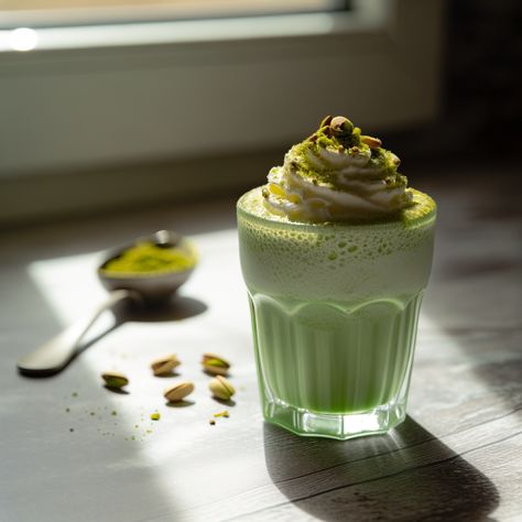 A creamy, nutty, and refreshing pistachio coffee frappuccino that rivals your favorite coffee shop's version. Pistachio Coffee, Chai Tea Latte Starbucks, Espresso Dessert, Pistachio Syrup, Caramel Waffles, Frappuccino Starbucks, Starbucks Hot Chocolate, Passion Tea Lemonade, Matcha Tea Latte