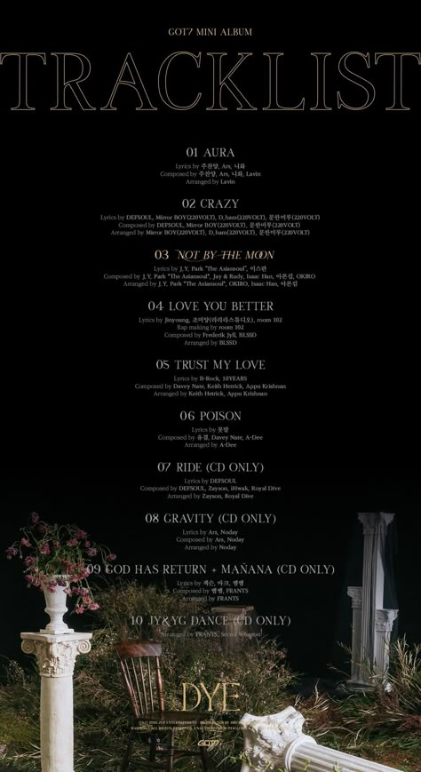 Crazy Lyrics, My Love Lyrics, Scripting Ideas, Concept Album, I Got 7, Park Jin Young, Park Shin Hye, Album Cover Design, Cool Lyrics