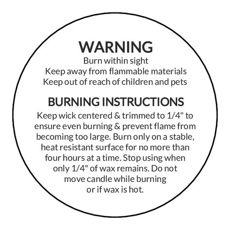 2" Circle Circular Candle Warning Labels - Pre-Printed Labels - Weatherproof Polyester Laser - ST6053LP Candle Warning Labels Free Printable, Candle Warning Labels, Candle Labels Printable, Candle Tags, Candle Labels Design, Candle Fire, Wax Candles Diy, Candles Diy, Candle Making Business