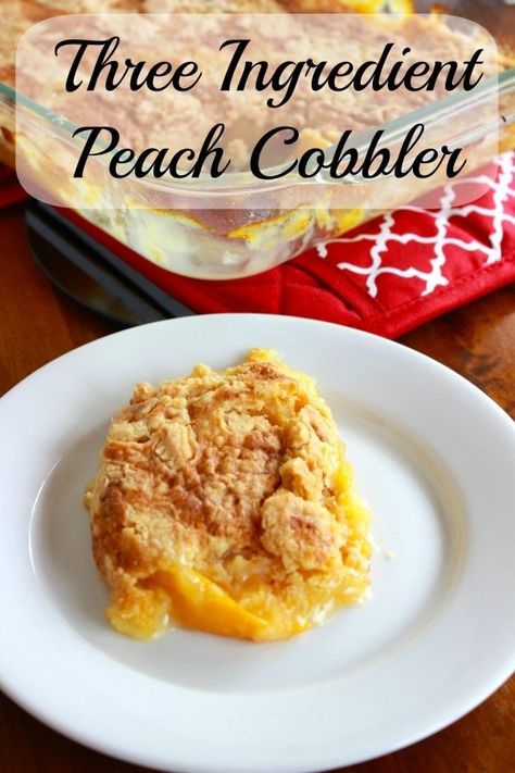 Three ingredient peach cobbler. Cobbler Dump Cake, Peach Cobbler Dump Cake, Three Ingredient Recipes, Dessert Simple, Peach Cobbler Recipe, Vegetarian Cake, Peach Recipe, Cobbler Recipes, Dump Cake