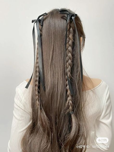 Hair Style Korea, Hair Inspiration Long, Ribbon Hairstyle, Two Braids, Hair Tutorials Easy, Hair Stylies, Hair Up Styles, Hairdo For Long Hair, Hair Stylist Life