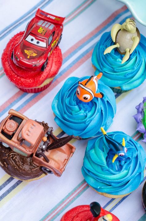 A Pixar Birthday Party- Cakes and Cupcakes | Go Go Go Gourmet @gogogogourmet Pixar 2nd Birthday, Pixar Themed Birthday Party, Pixar Birthday Party Ideas, Pixar Party, Cars (disney) Party, Monster Inc Birthday, 1st Birthday Pictures, Disney Birthday Party, Star Wars Birthday Party