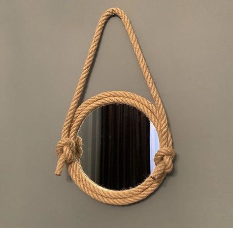 Mirror decor ideas Jute Rope Mirror, Wall Mount Mirror, Mirror Decor Ideas, Rope Mirror, Boho Crafts Diy, Seaside Decor, Diy Mirror, Diy Crafts For Home Decor, Round Wall Mirror