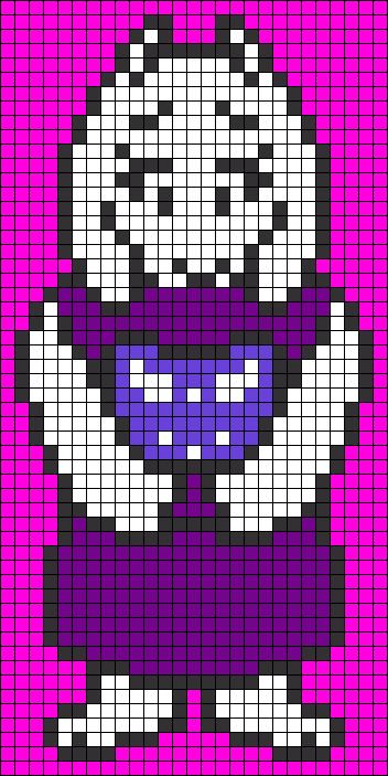 Toriel Undertale Perler Bead Pattern Mother Video, Undertale Pixel Art, Perler Bead Ideas, Undertale Toriel, Pixel Tattoo, Toriel Undertale, Melty Bead Designs, Modele Pixel Art, Kandi Cuff