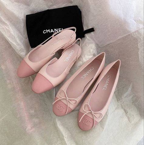 Pink Chanel Ballet Flats, Channel Shoes Flats, Pink Chanel Flats, Chanel Pink Shoes, Channel Ballet Flats, Channel Flats, Chanel Flat Shoes, Pink Channel, Pink Ballerina Shoes