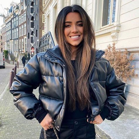 Black puffer jacket outfit