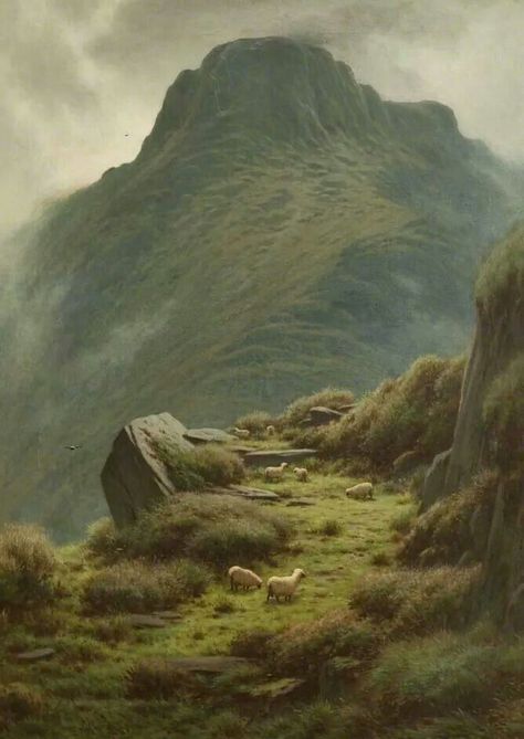 Joseph P Knight, Y Garn Mountains Hudson River School, Classic Paintings, Art Uk, Fantasy Art Landscapes, Mountain Paintings, Old Paintings, Classical Art, Oil Painting Landscape, Fantasy Landscape